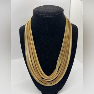 Vintage 5 Strand Different Color Gold Tone Snake Necklace Magnetic Clasp Sexy